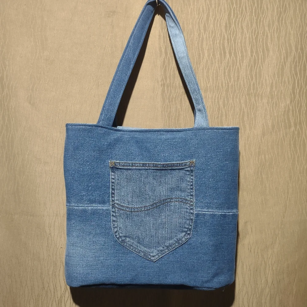 Handmade Upcycled Denim Tote Bag 1 - Picture 3 of 5